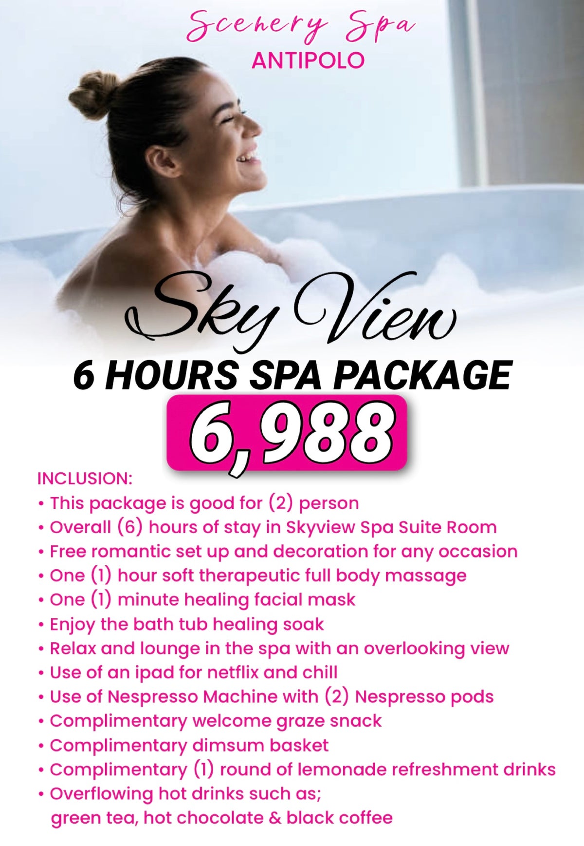 6 HOURS SPA PACKAGE (SKYVIEW SPA SUITE ROOM)